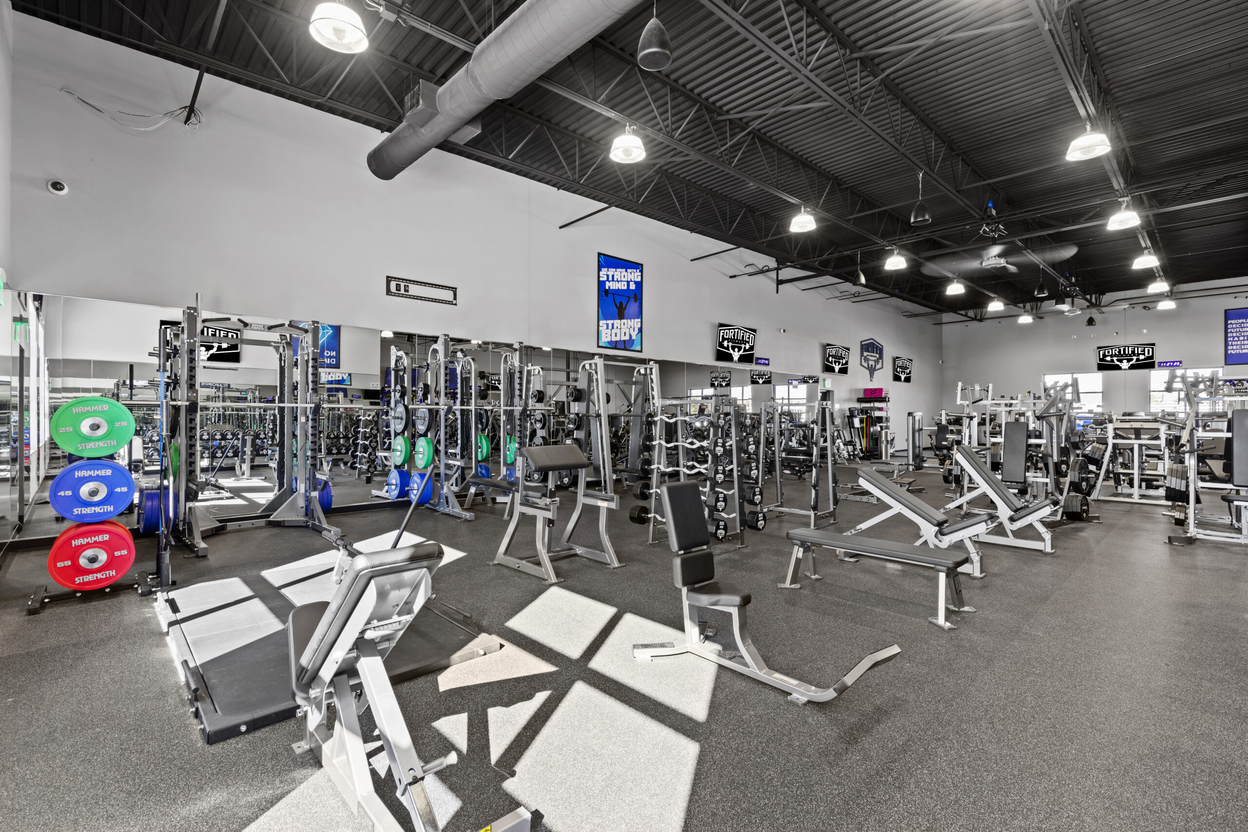 Weightlifting platforms and equipment at Fortified Fitness